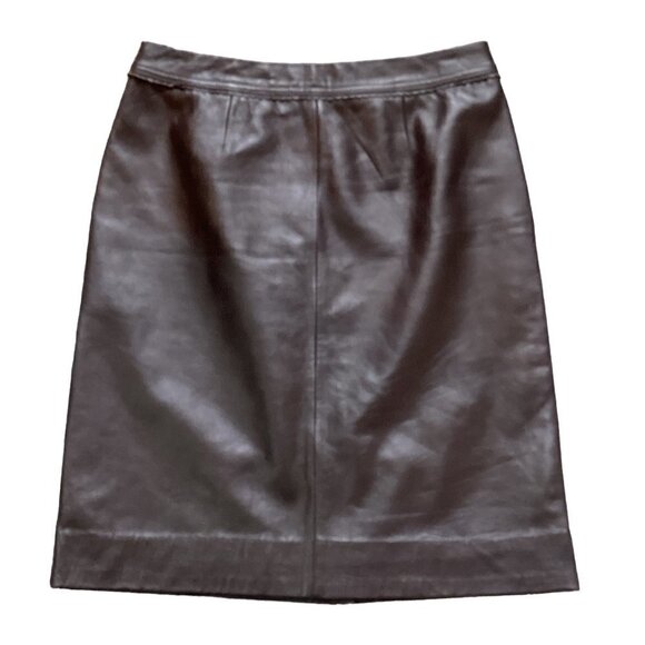 Dark Brown Leather Skirt Sz 6 Jaclyn Smith #173F - Picture 1 of 12